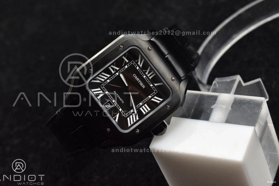 Santos Best BVF Black Dial de on 40mm MIYOTA Cartier Edition Leather 9015 PVD Strap Black 1:1 0110